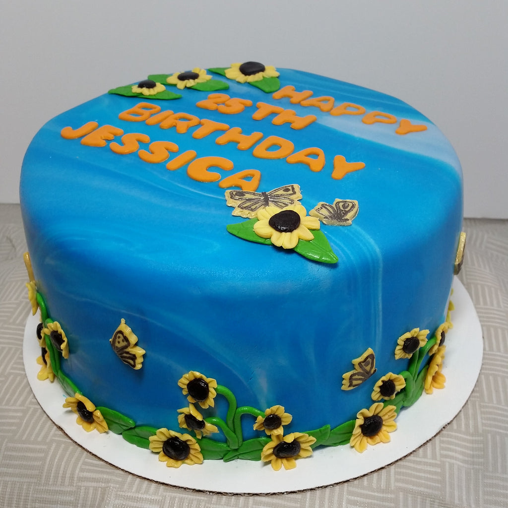 Sunflower Themed Birthday Cake