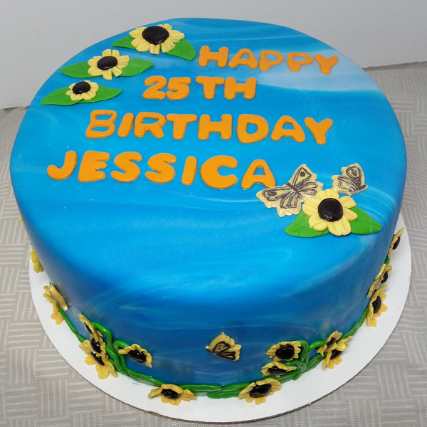Sunflower Themed Birthday Cake
