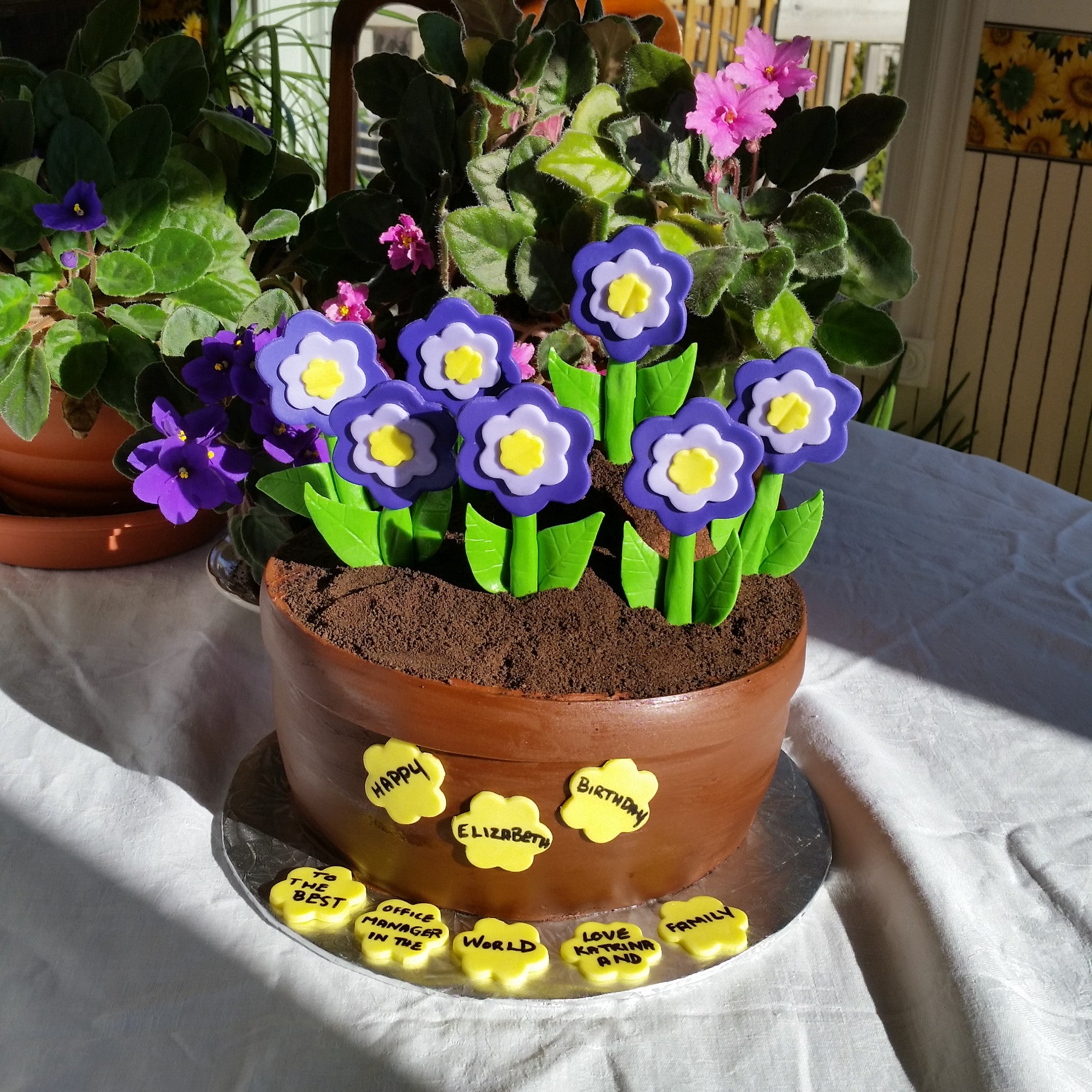 fondant plant pot Flower Pot Birthday Cake