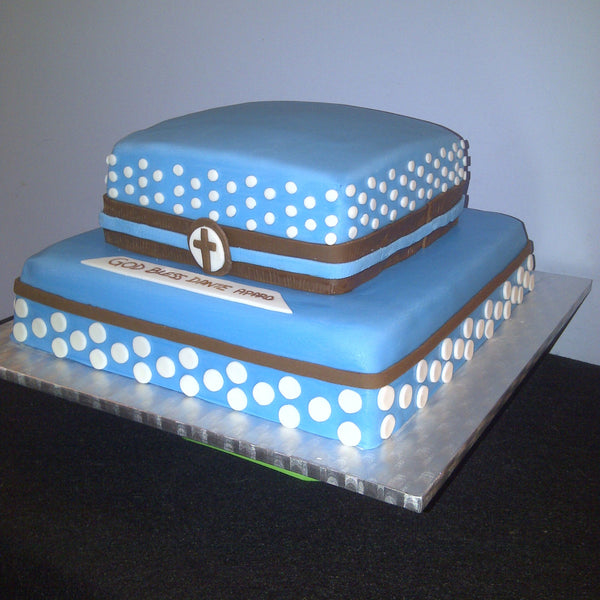 Blue Baptism Cake
