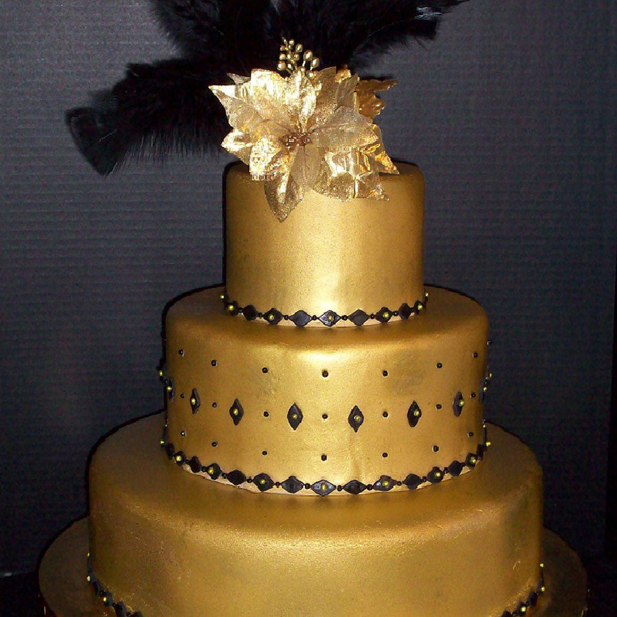Gold and Black New Year's Eve Wedding Cake