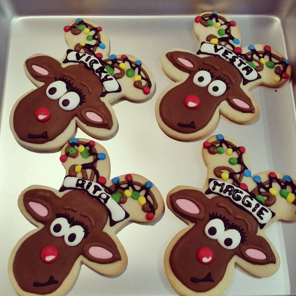 5" Personalized Reindeer Sugar Cookies $5.00/Cookie Minimum Order 1 Dozen